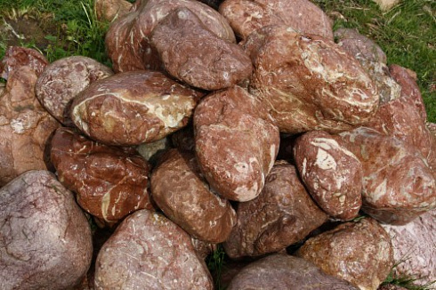 Kamenclub.ru: Розовый валунчик фр.100-300 мм.  купить в Казани крупный природный камень розовый, серый молочный красный речной галечник природный 7850 руб/т   фото КАМЕНЬ КЛУБ