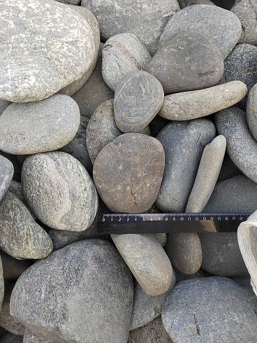 Kamenclub.ru: Галька речная плоская (ассорти) фр. 70-150 мм. купить  в Казани галька галечник серый белый темно-серый синий светло-серый плоская природная галька  9000 руб/т   фото КАМЕНЬ КЛУБ